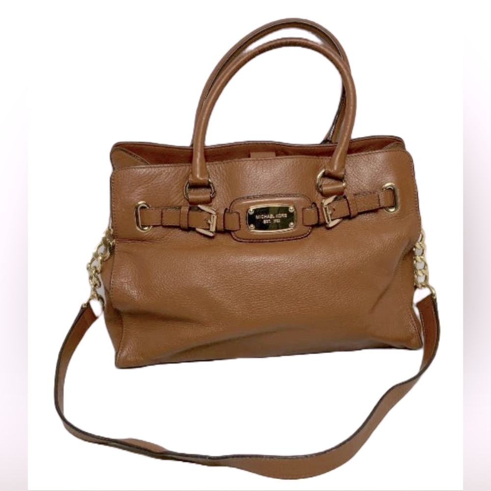 Traveler’s Delight Michael Kors Leather Hamilton Satchel in Acorn - Picture 2 of 7